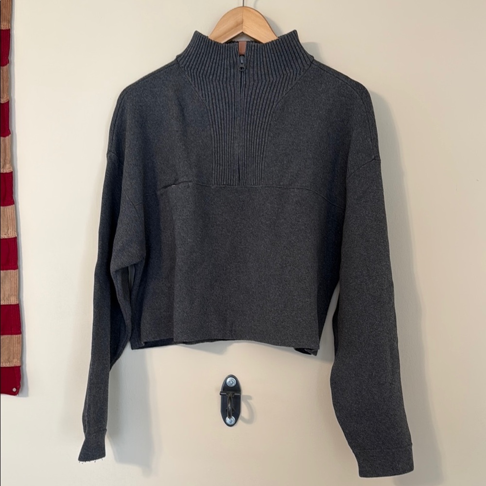 Lunya Women's Gray Lounge Sweater Half Zip